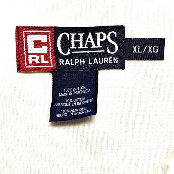 Chaps Ralph Lauren Mens White Cotton Short Sleeve Button-up Shirt w/Red XL - Picture 4 of 5